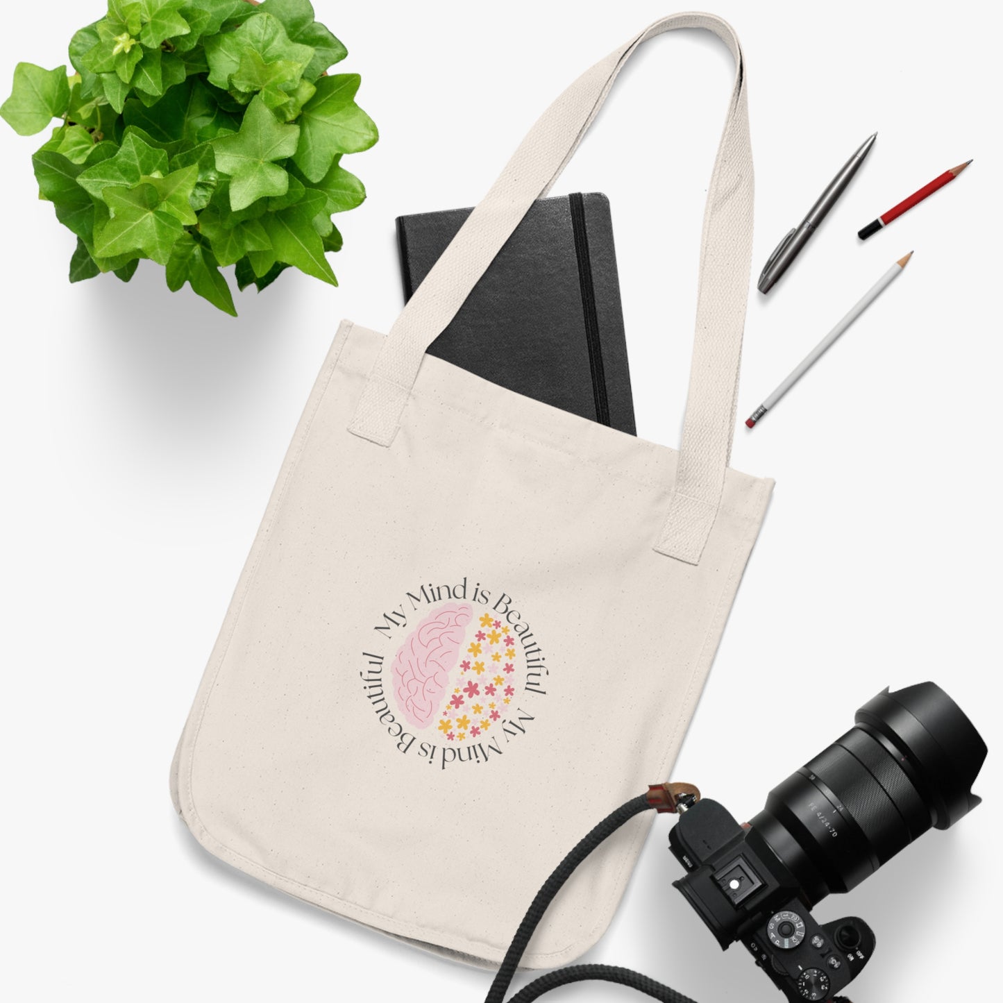 My Mind is Beautiful Organic Canvas Tote Bag