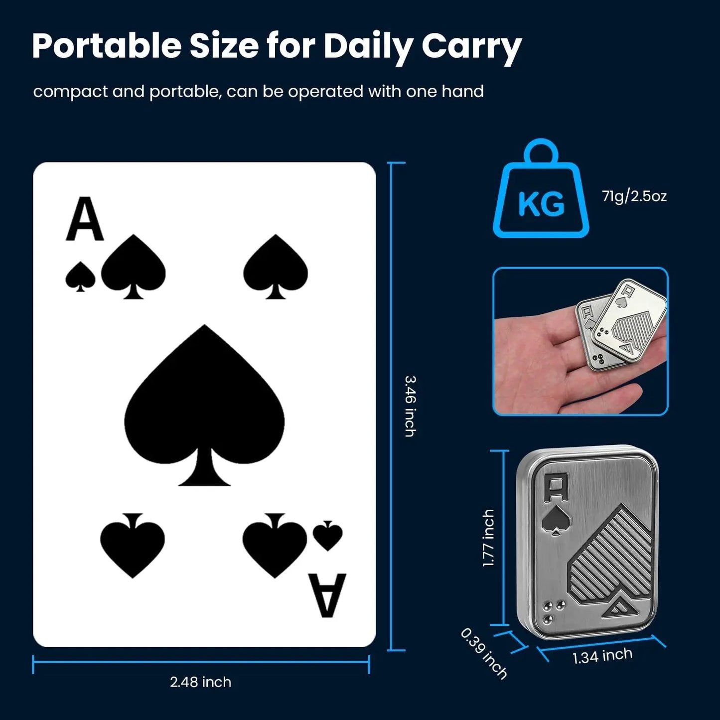 Fidget Slider, Metal Poker Push Card, Fidget Clicker, Fidget Toys for Adults Teens, Relieve Stress Anxiety ADHD, Gift for Boyfri