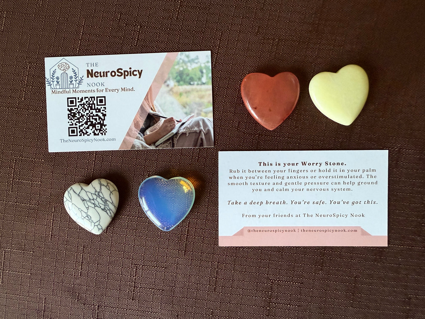 Heart Shaped Worry Stone for Anxiety, ADHD, Depression, Autism, Workplace, Silent Fidget