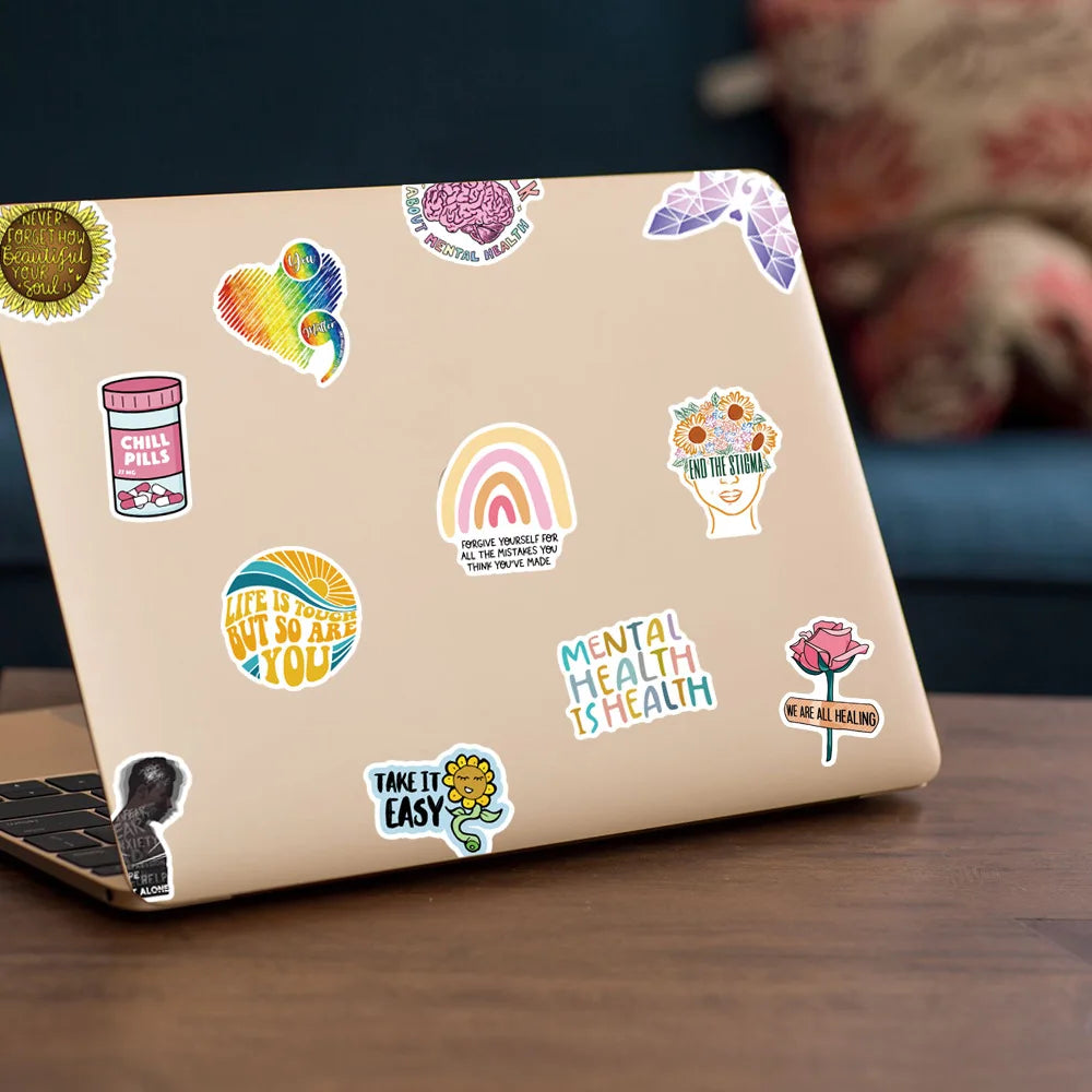 Inspirational Mental Health Stickers | Vibrant & Uplifting Vinyl Decals for Laptops, Journals, & Self-Care Gifts