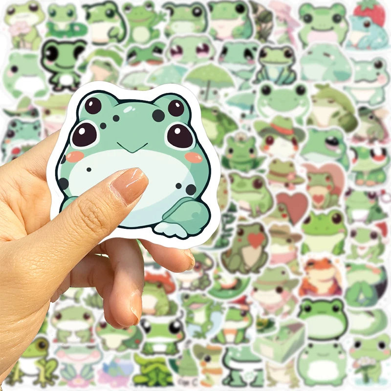 Adorable Frog PVC Stickers | 100/30/10-Piece Cozy & Aesthetic Vinyl Stickers for Bullet Journals, Laptops, & Cute DIY Projects