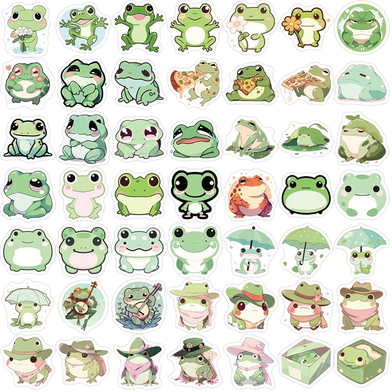 Adorable Frog PVC Stickers | 100/30/10-Piece Cozy & Aesthetic Vinyl Stickers for Bullet Journals, Laptops, & Cute DIY Projects