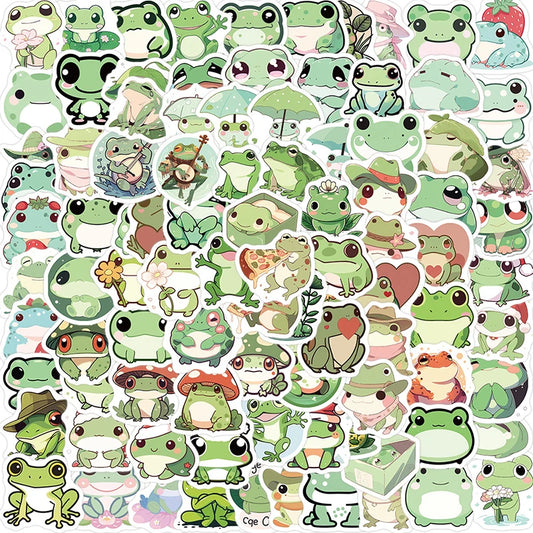 Adorable Frog PVC Stickers | 100/30/10-Piece Cozy & Aesthetic Vinyl Stickers for Bullet Journals, Laptops, & Cute DIY Projects