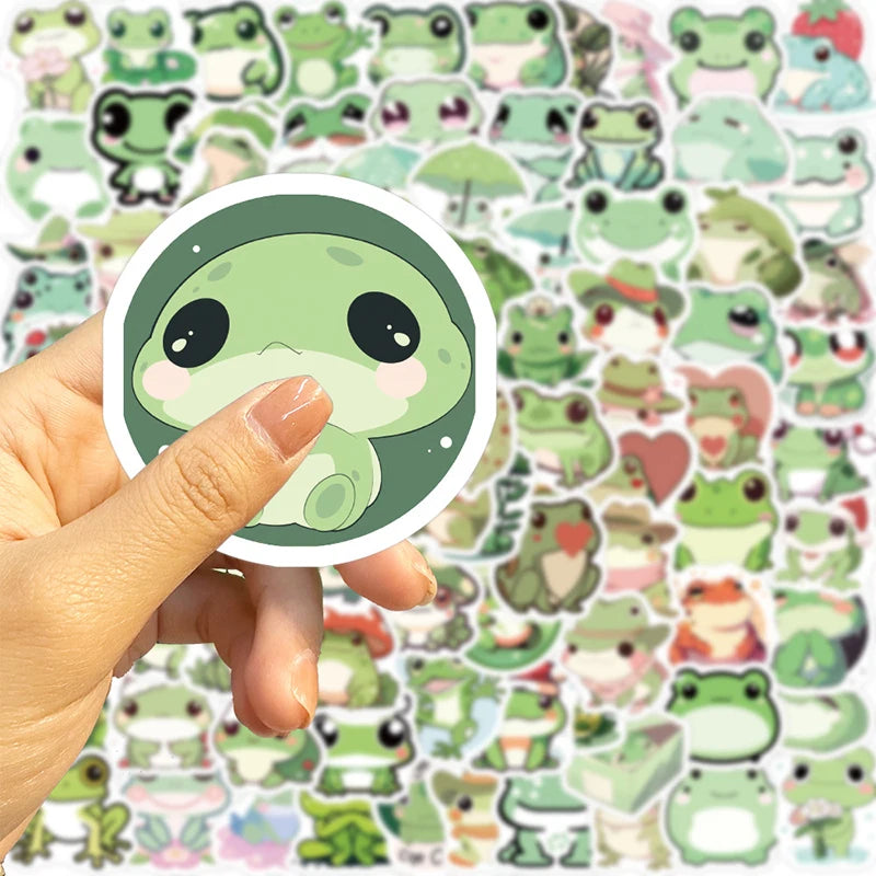 Adorable Frog PVC Stickers | 100/30/10-Piece Cozy & Aesthetic Vinyl Stickers for Bullet Journals, Laptops, & Cute DIY Projects