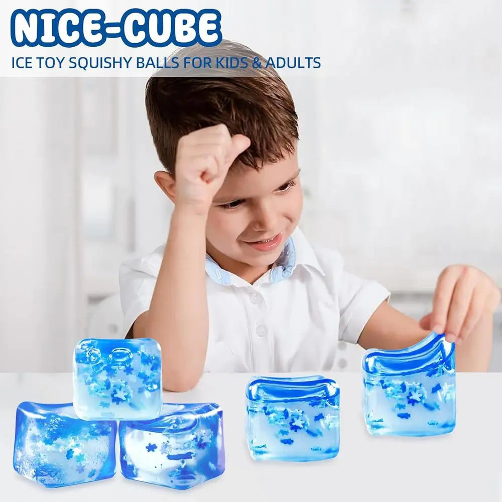 Nice Cube Stress Fidget | Sensory Squeeze Toy for Stress Relief & Tactile Stimulation | Unique Ice Cube Shape for All Ages