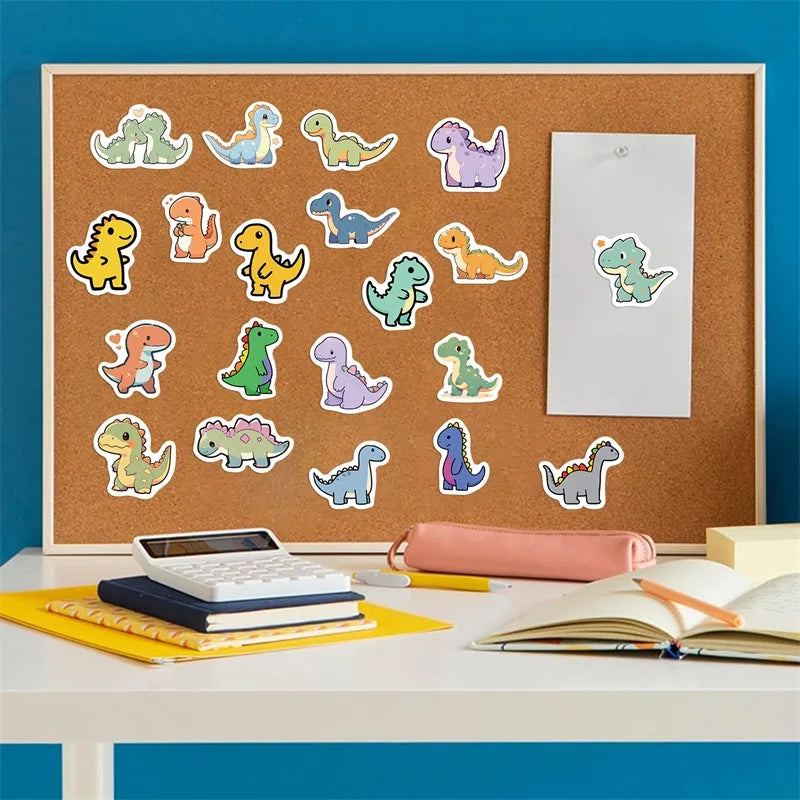 Cute Dinosaur Vinyl Stickers | 100/30/10-Piece Aesthetic & Cozy Waterproof Stickers for Bullet Journals, Laptops, & Planners