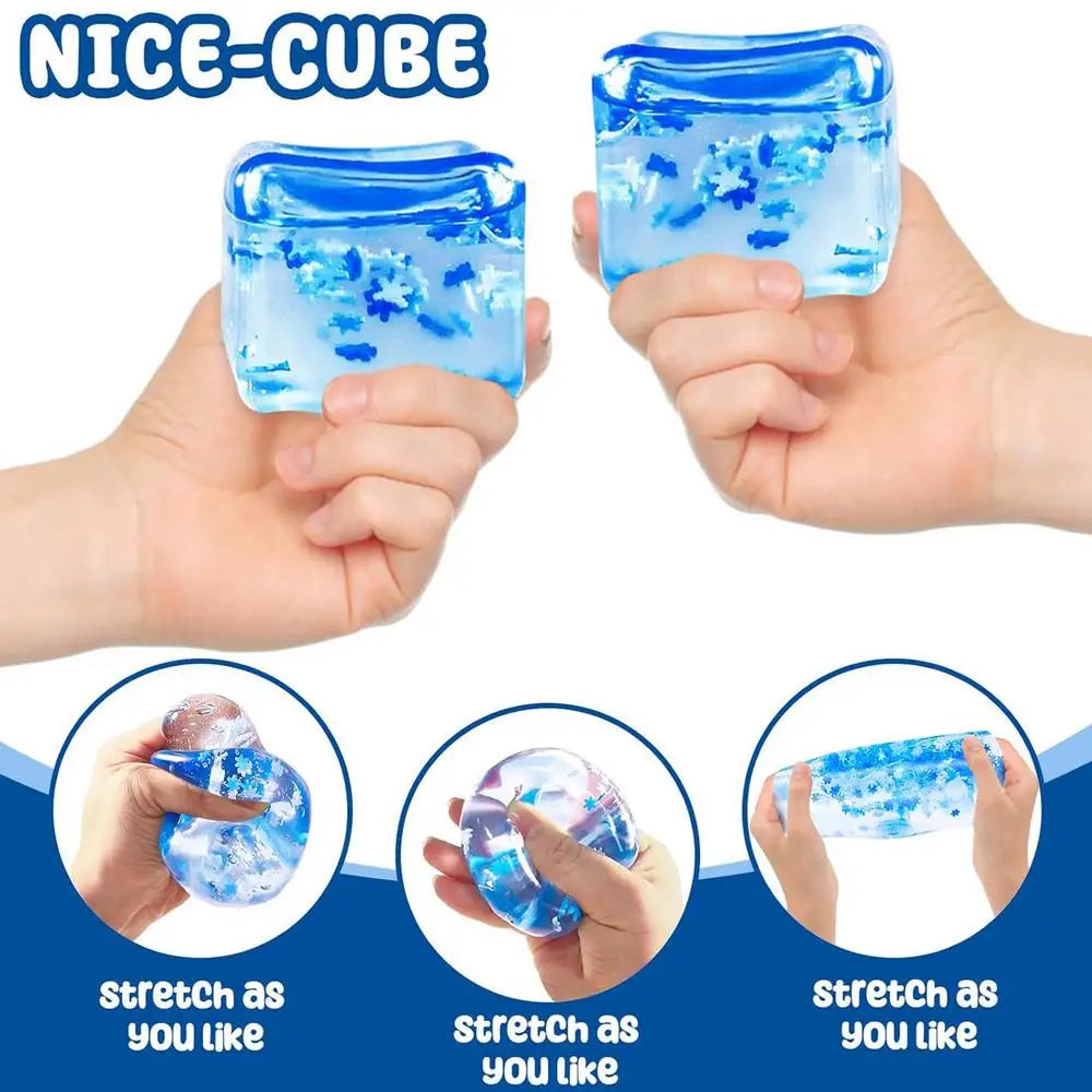 Nice Cube Stress Fidget | Sensory Squeeze Toy for Stress Relief & Tactile Stimulation | Unique Ice Cube Shape for All Ages