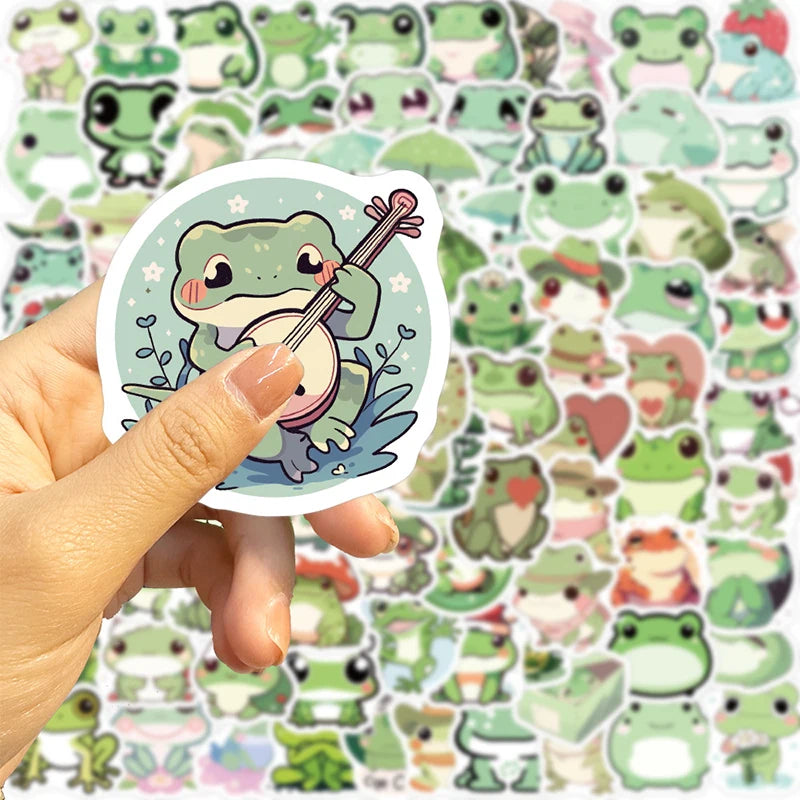 Adorable Frog PVC Stickers | 100/30/10-Piece Cozy & Aesthetic Vinyl Stickers for Bullet Journals, Laptops, & Cute DIY Projects