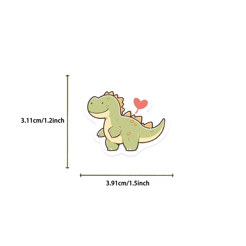 Cute Dinosaur Vinyl Stickers | 100/30/10-Piece Aesthetic & Cozy Waterproof Stickers for Bullet Journals, Laptops, & Planners