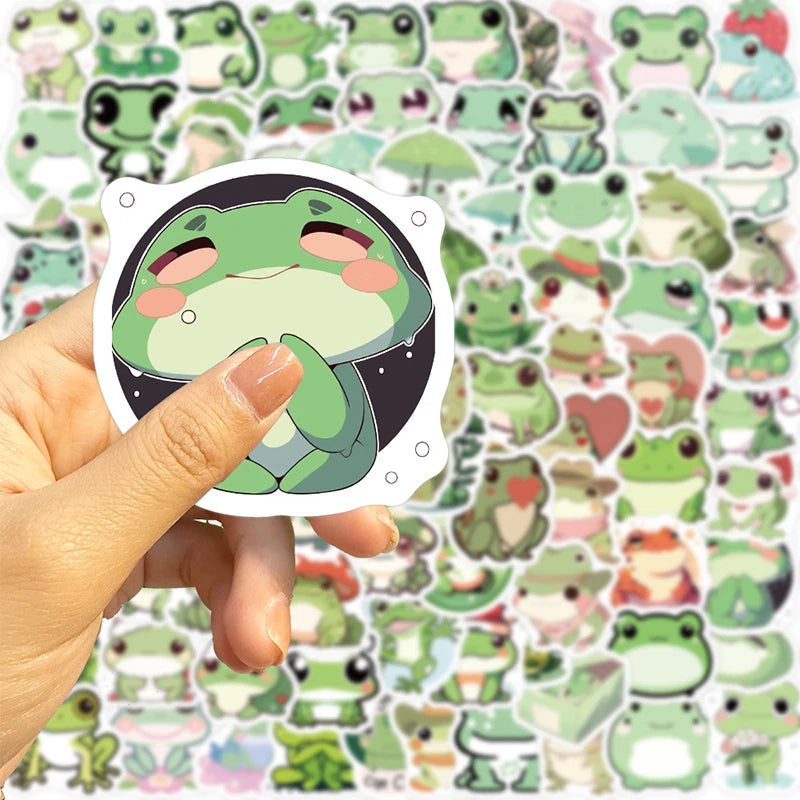 Adorable Frog PVC Stickers | 100/30/10-Piece Cozy & Aesthetic Vinyl Stickers for Bullet Journals, Laptops, & Cute DIY Projects