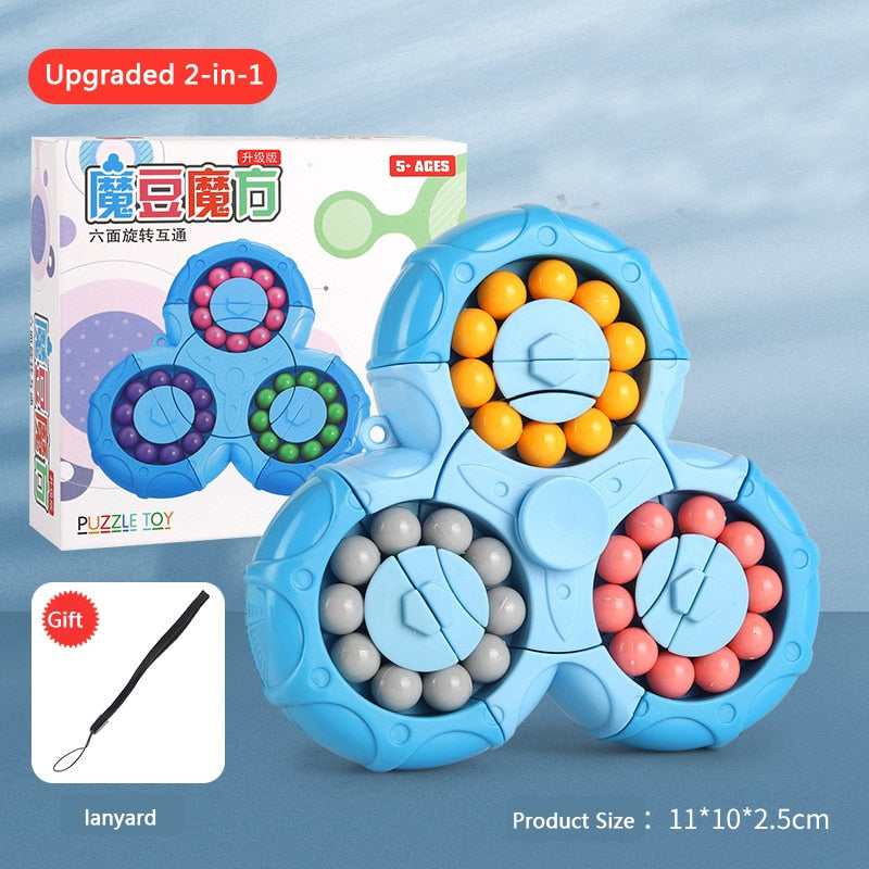 Rotating Magical Bean Cube Fingertip Toy Children Puzzle Creative Interactive Game Fidget Spinners Stress Relief Toys 5Y+