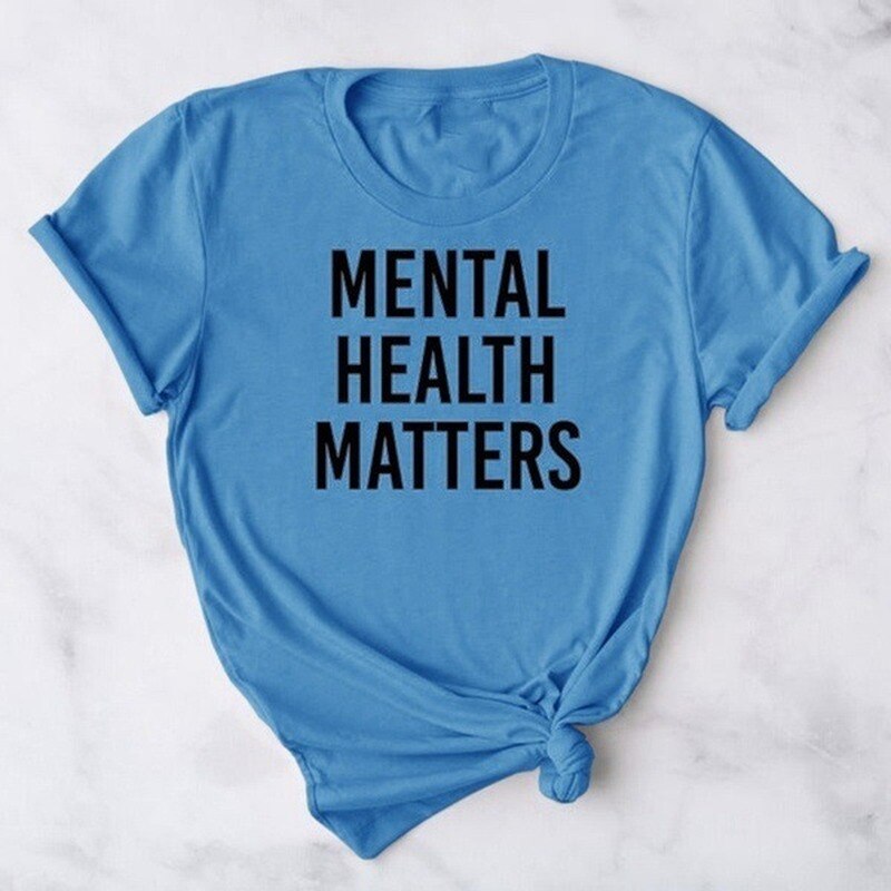 Mental Health Matters Letter Print Women T Shirt Short Sleeve O Neck Loose Women Tshirt Ladies Fashion Tee Shirt Tops Clothes