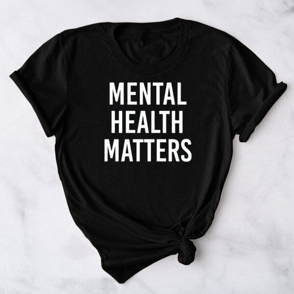 Mental Health Matters Letter Print Women T Shirt Short Sleeve O Neck Loose Women Tshirt Ladies Fashion Tee Shirt Tops Clothes