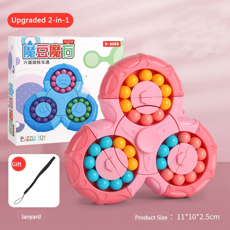 Rotating Magical Bean Cube Fingertip Toy Children Puzzle Creative Interactive Game Fidget Spinners Stress Relief Toys 5Y+