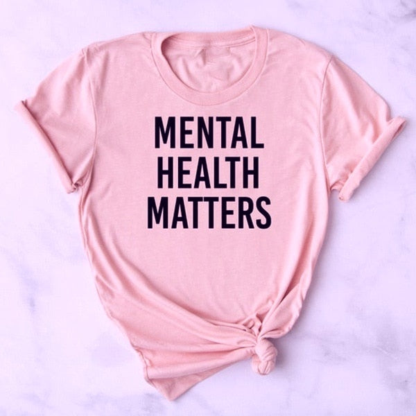 Mental Health Matters Letter Print Women T Shirt Short Sleeve O Neck Loose Women Tshirt Ladies Fashion Tee Shirt Tops Clothes