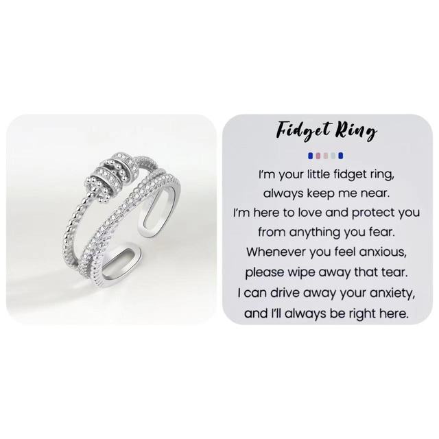 Zircon Beads Cross Fidget Ring With Card for Women Anti Stress Adjustable Anxiety Ring Aesthetic Ring Vintage Jewelry Gifts