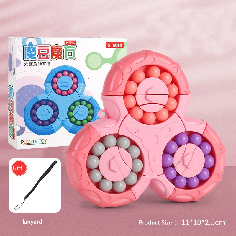 Rotating Magical Bean Cube Fingertip Toy Children Puzzle Creative Interactive Game Fidget Spinners Stress Relief Toys 5Y+