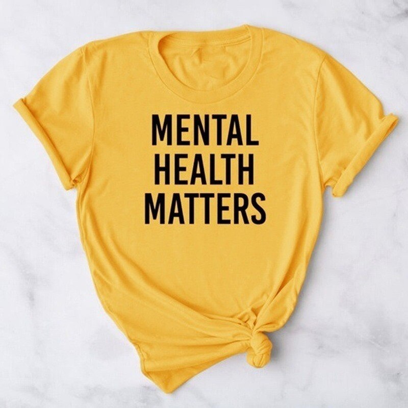 Mental Health Matters Letter Print Women T Shirt Short Sleeve O Neck Loose Women Tshirt Ladies Fashion Tee Shirt Tops Clothes